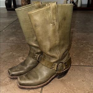 Olive Green Leather Frye Boots